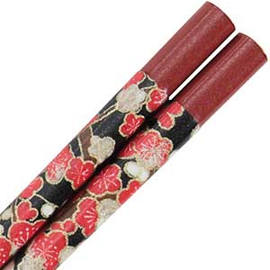 Washi Paper Wrapped Chopsticks Deep Red with Antique Plum