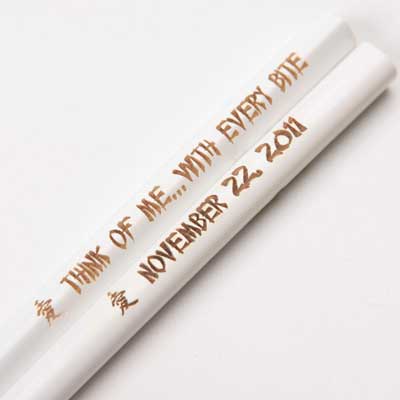 White Engraved Personalized Chopsticks