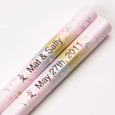 White Pink Floral Engraved Personalized Chopsticks