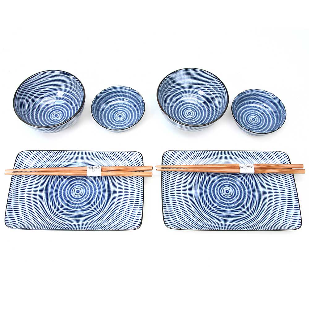 Rings of Blue Japanese Dinnerware Set