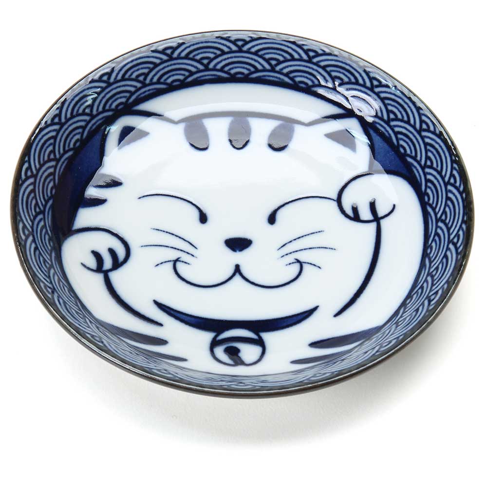 Blue Happy Cat Ceramic Soy Sauce Dish